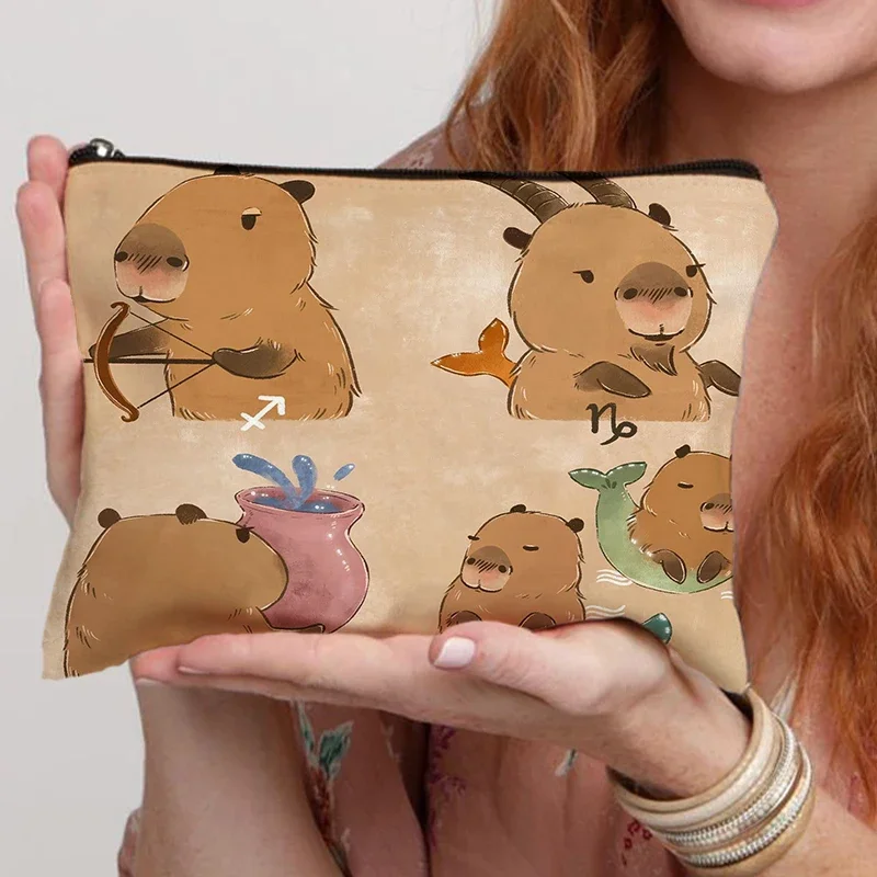 Capytonton Makeup Pouch Capybara Travel Organizer Cute Cosmetic Bag Neseser Para Mujeres Maquillaje Cosmetic Organizer Gift Kids