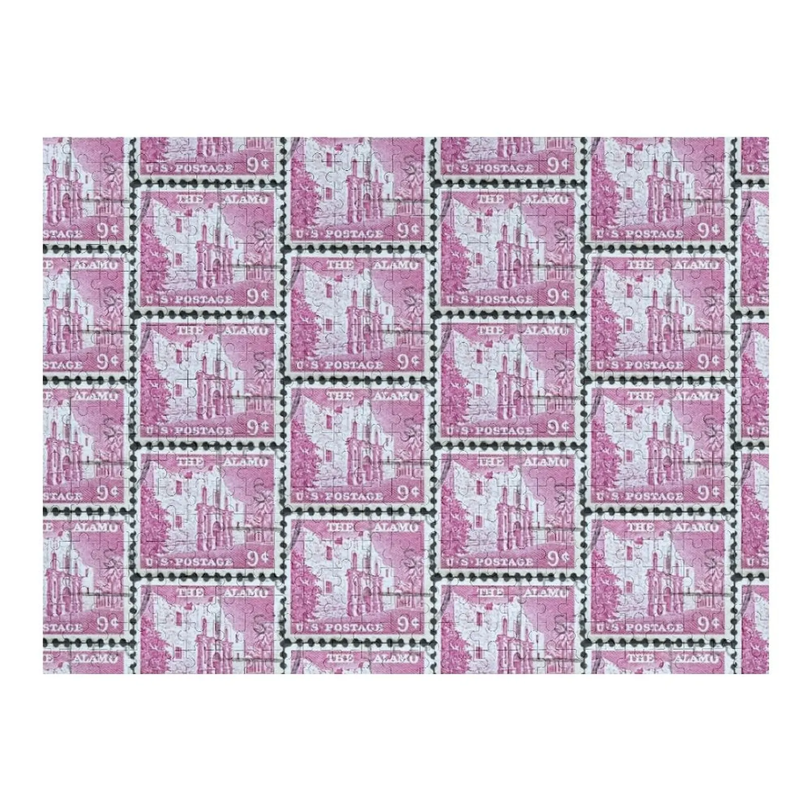 

The Alamo 1956 Vintage Postage Stamp Jigsaw Puzzle With Photo Personalized Gift Ideas Puzzle