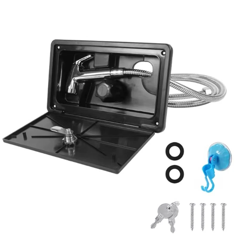 ac29-RV External Shower Caravan Outdoor Shower Box Kit With Lock Hot Cold Single Knob Switch For Boat Yacht Motorhome