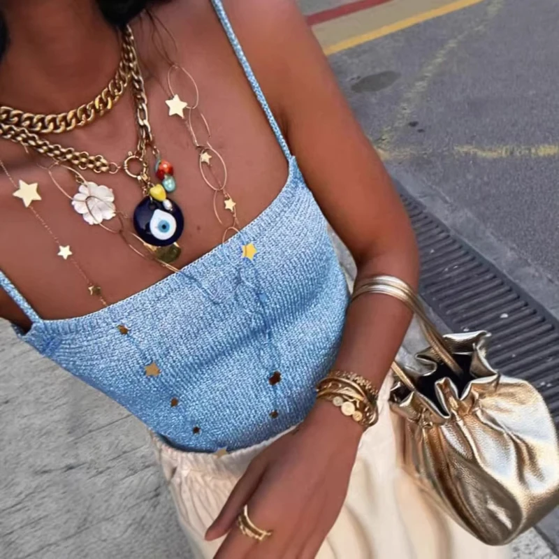 Street Style Khaki Spaghetti Strap Tops For Women 2026 Summer Fashionable Black Backless Camisole Casual Slim Sleeveless Vests