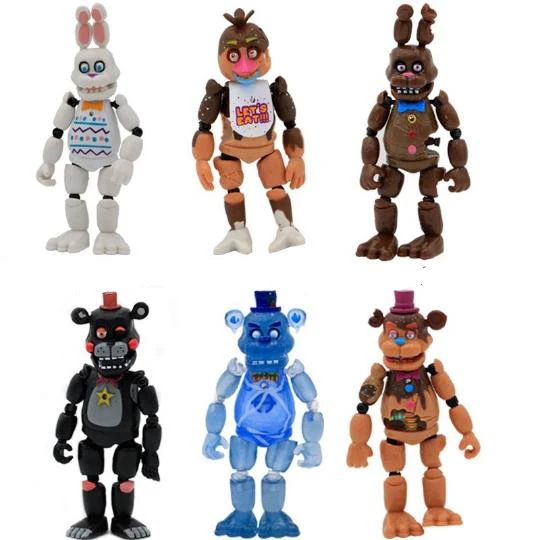 FNAF Freddy Bonnie Action Figure Toys Golden Foxy Fazbear Five Night Plastic Model Collection Props Gift