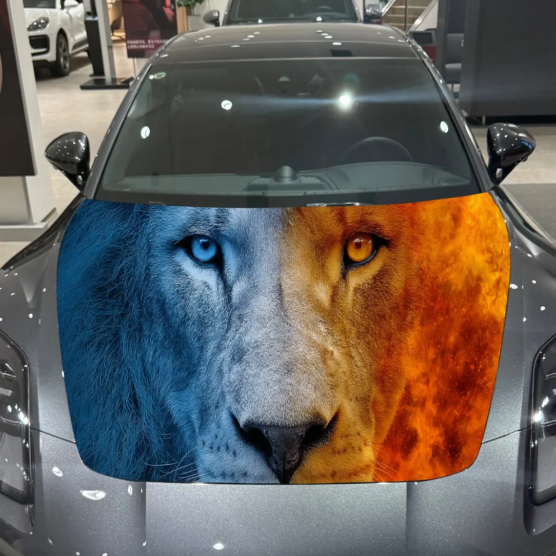 Мощные двухцветные наклейки на капот автомобиля с изображением льва — самоклеящаяся, водонепроницаемая и прочная виниловая пленка, украшение и защита вашего автомобиля — T