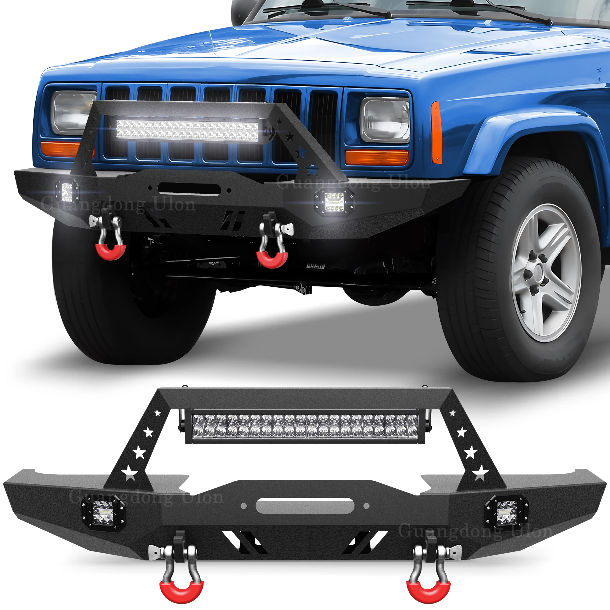 Front Bumper Accessories Fit 1984-2001 Jeep Cherokee XJ (2/4 Doors) Off-road Bumpers, Black , 2\