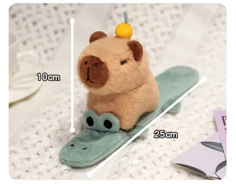 Capybara Slap Snap Wrap Capybara Plushie Armband Armband Kawaii Niedlicher Hund Katze Plüschtier Handring Kreatives lustiges Geschenk – Detail 1