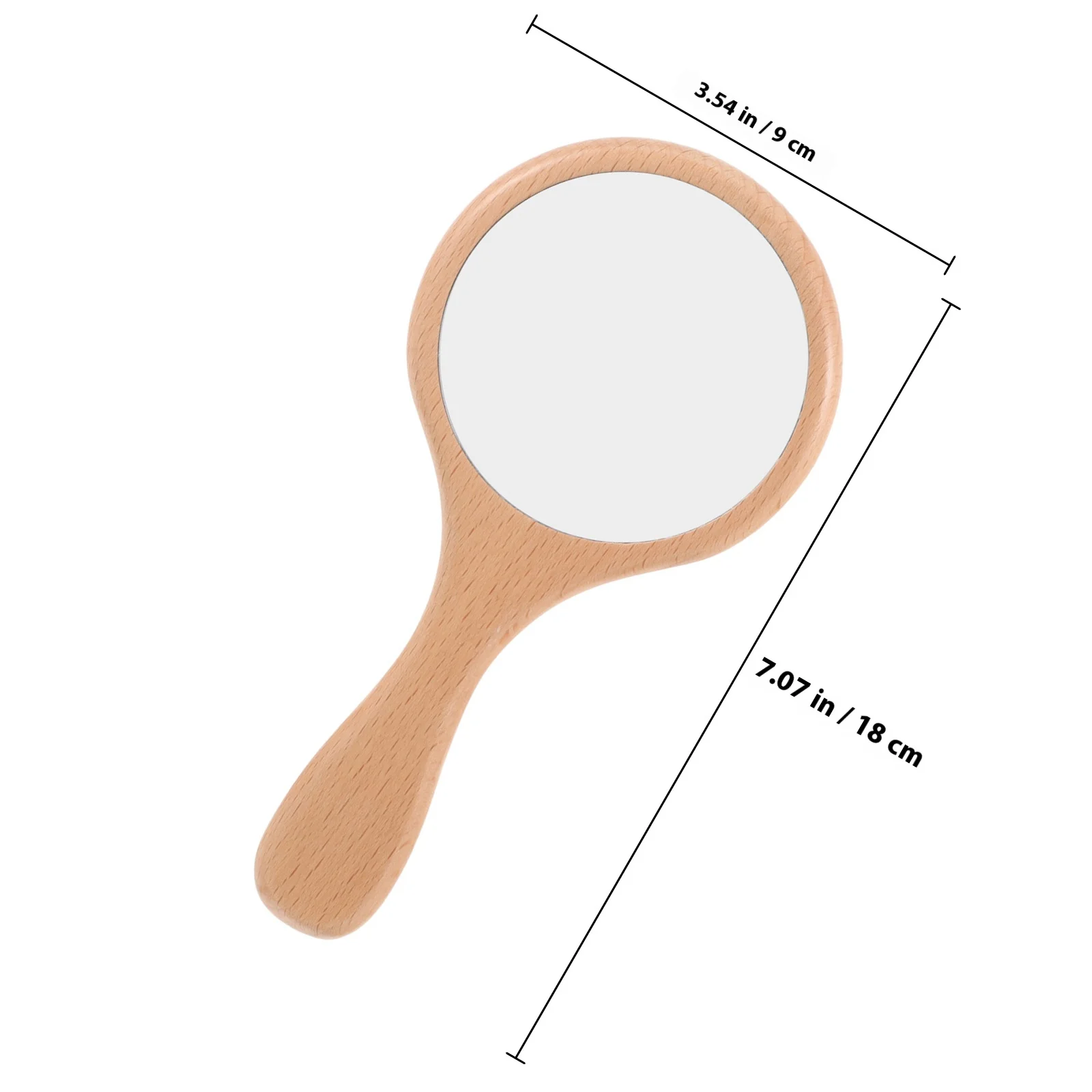 Wooden Handle Small Hand Mirror Portable Makeup Travel Mirror For Women Girls Lightweight Decorative Bathroom