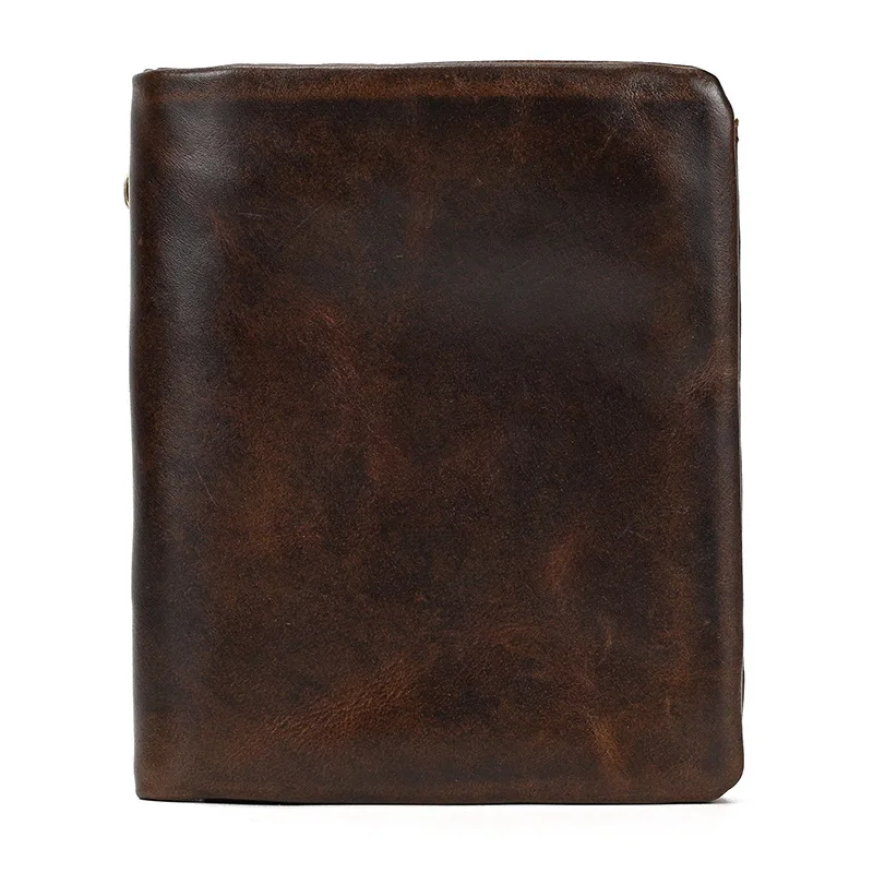Genuine Leather Short Wallet High-grade Oil Leather Men  Women Fold Wallet Coin Purse with Top Layer Cowhide Multi-Card Coin Bag