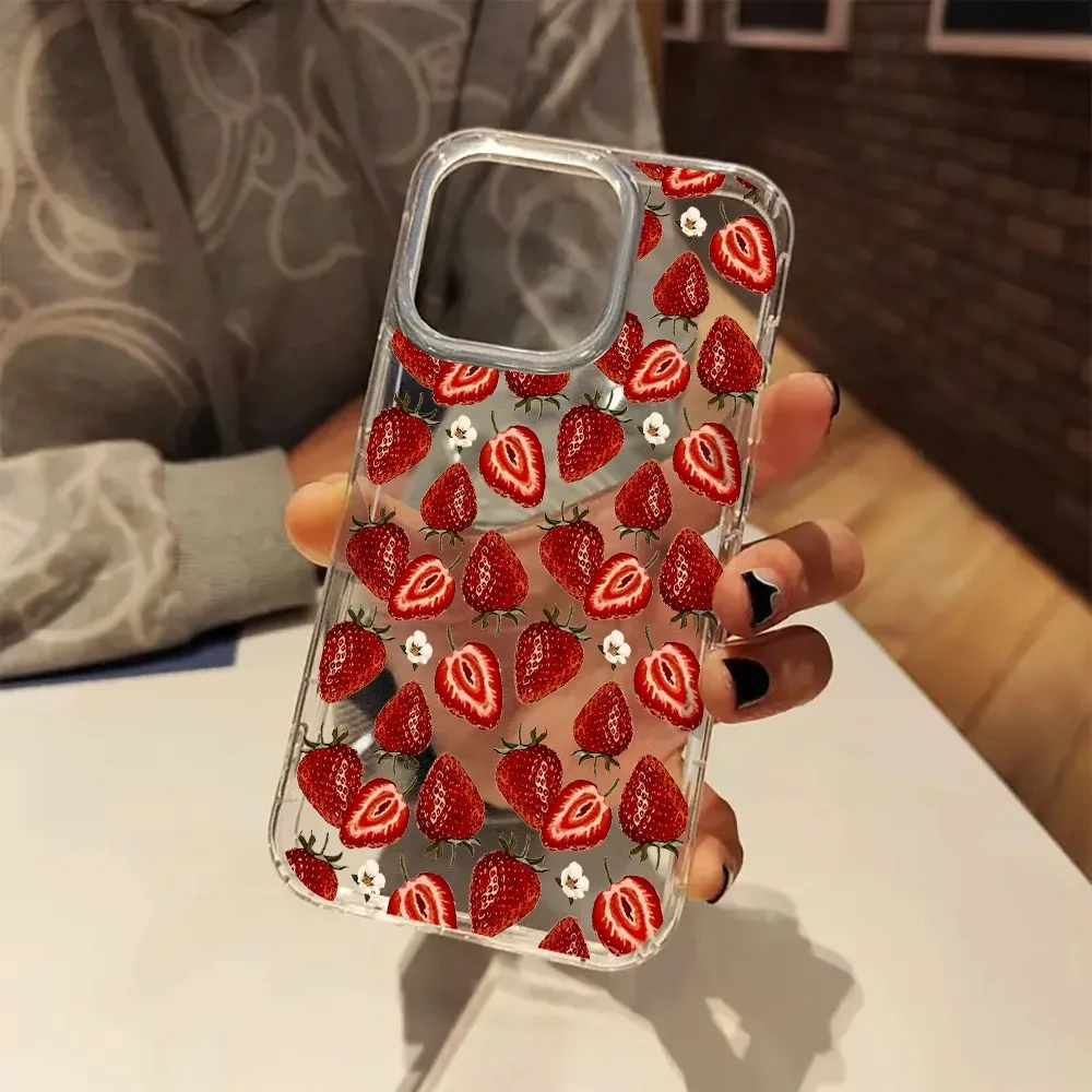 

Cute Strawberry Flowers Transparent Phone Case Cover for Iphone 16 11 XR 13 15 14 12 Pro Max XS XR X 7 8 Plus SE 2022 2020 Funda