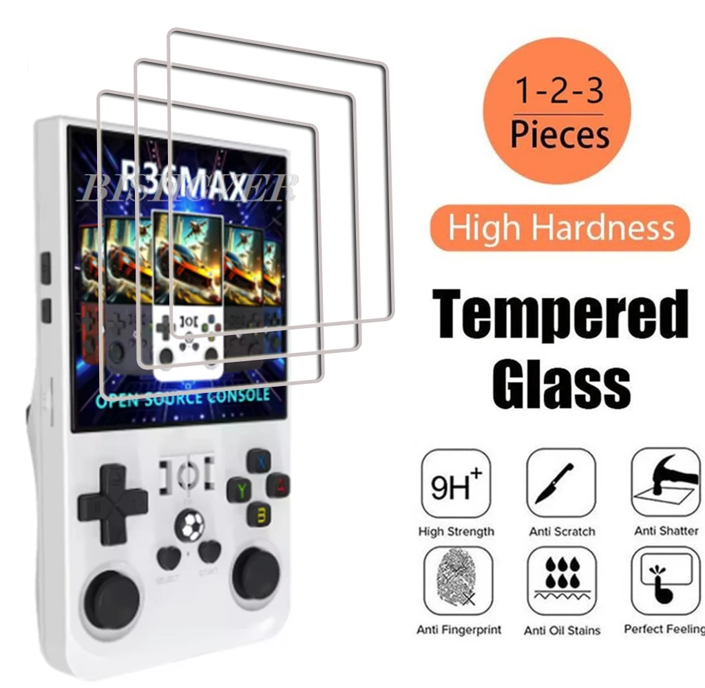 

FOR R36 Ultra Max Pro Plus Handheld Game Console Tempered Glass ON R36Ultra R36Pro R36Max 9H HD Screen Protector Film Cover