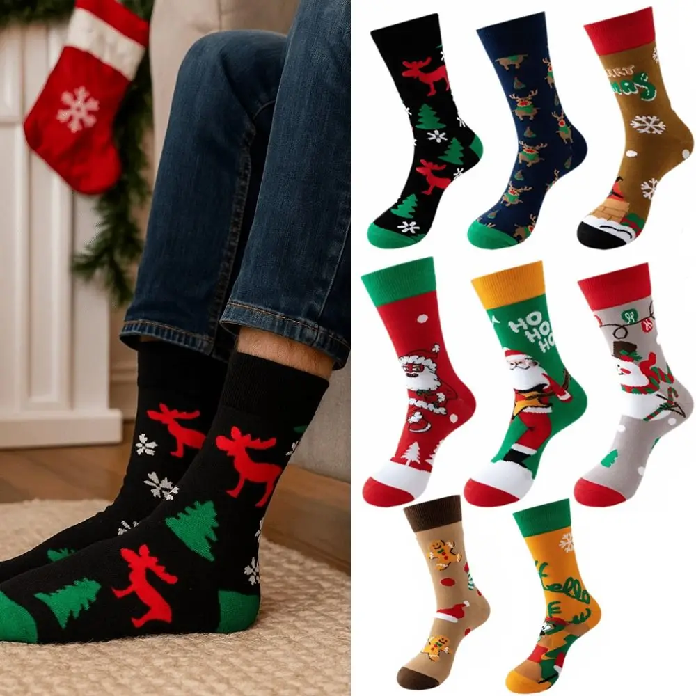 

8 Pairs Kawaii Soft Women Christmas Socks Santa Snowman Elk Comfortable Xmas Warm Socks Merry Christmas Sock for Autumn Winter