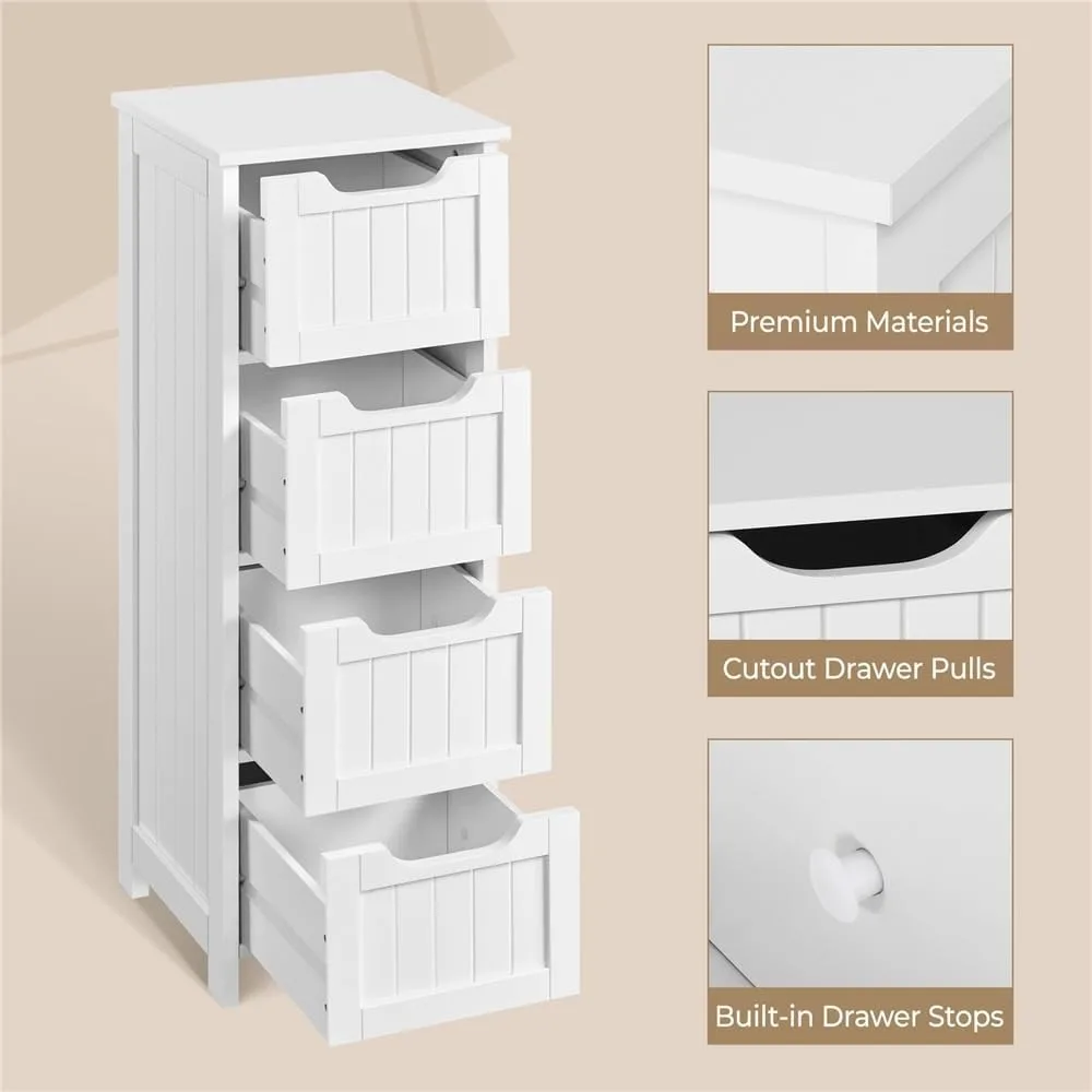 خزانة أرضية الحمام، رف تخزين جانبي خشبي، 4 أدراج حمام مستقل/مدخل/خزانة غرفة المعيشة