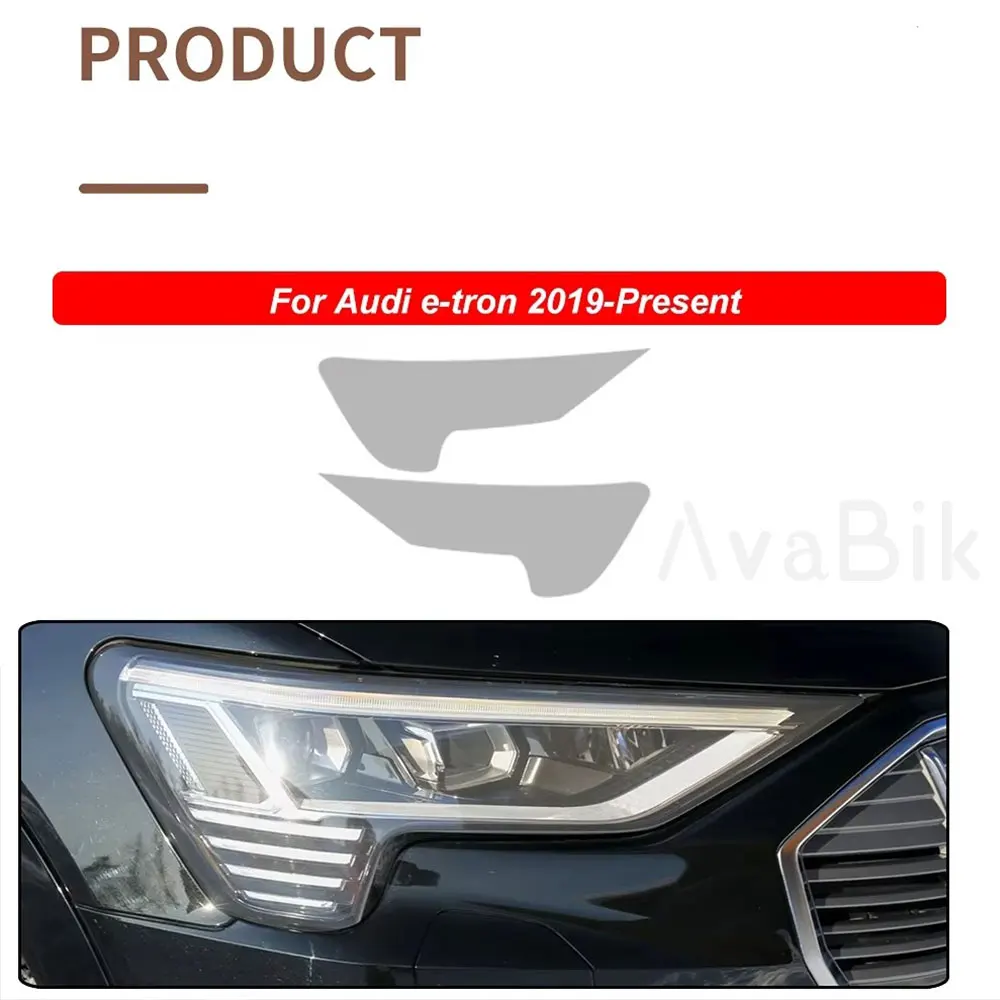

2Pcs Car Headlight Protective Film Restoration PPF Transparent Black TPU Sticker for Audi Etron 55 Quattro 2019 2020 Accessories
