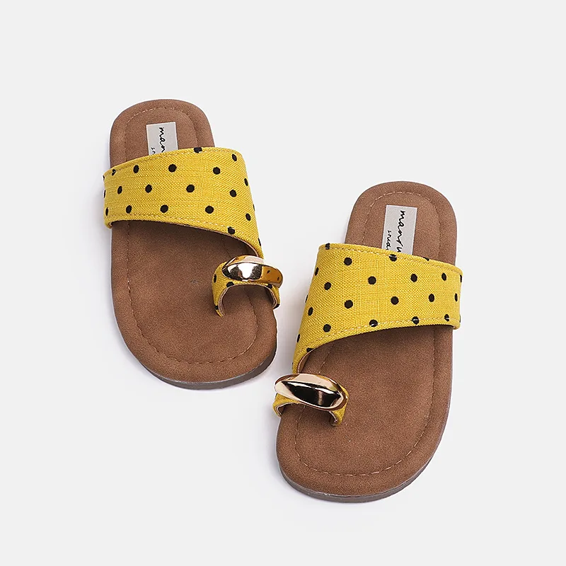JGSHOWKITO Girls Summer Slippers New Retro Polka Dot Kids Clip-toe Slide Sandals Lightweight Non-slip Children Beach Flip Flops