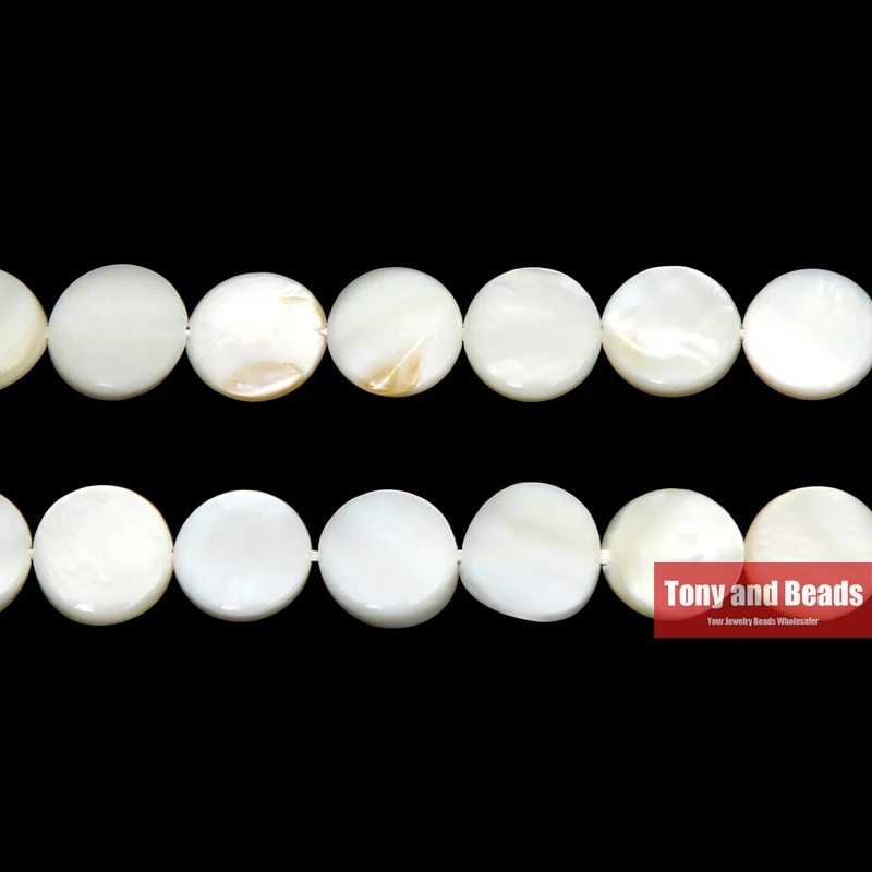 10mm Natural Mother of Pearl Shell Flat Round Coin Shape 15\