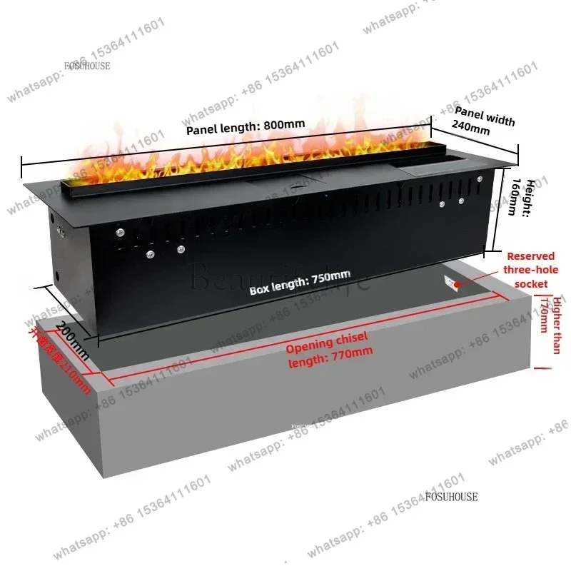 Nordic Embedded Fireplace with Fire Imitation for 3D Atomizing Fireplace Light Luxury Living Room Decorative Fireplaces