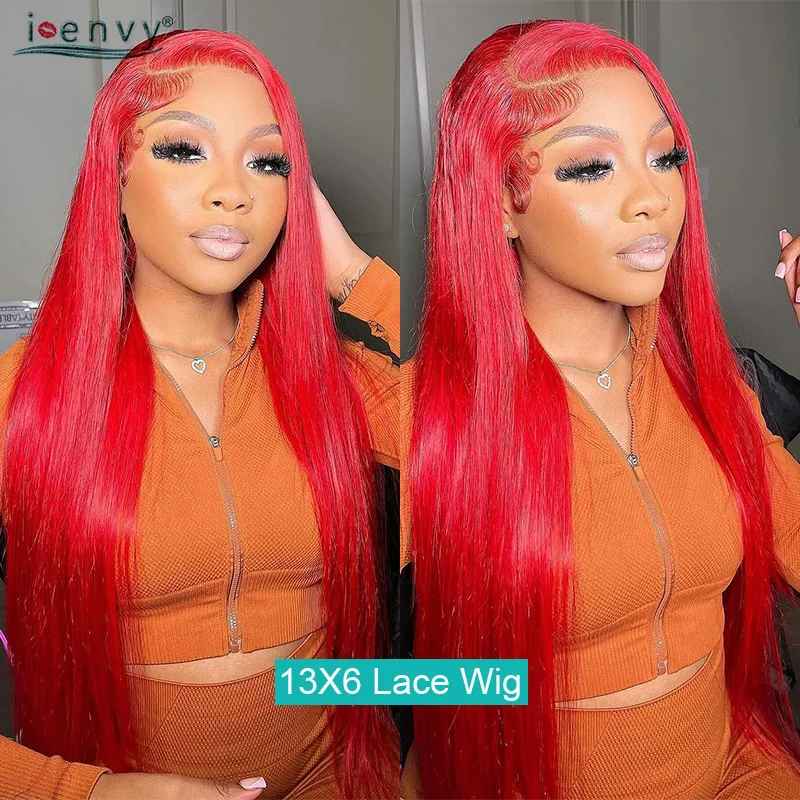 Cherry Red 13X6 Hd Lace Frontal Wig Human Hair Wigs Straight 99J Hd Transparent 13X4 Colored Burgundy Lace Front Wigs PrePlucked