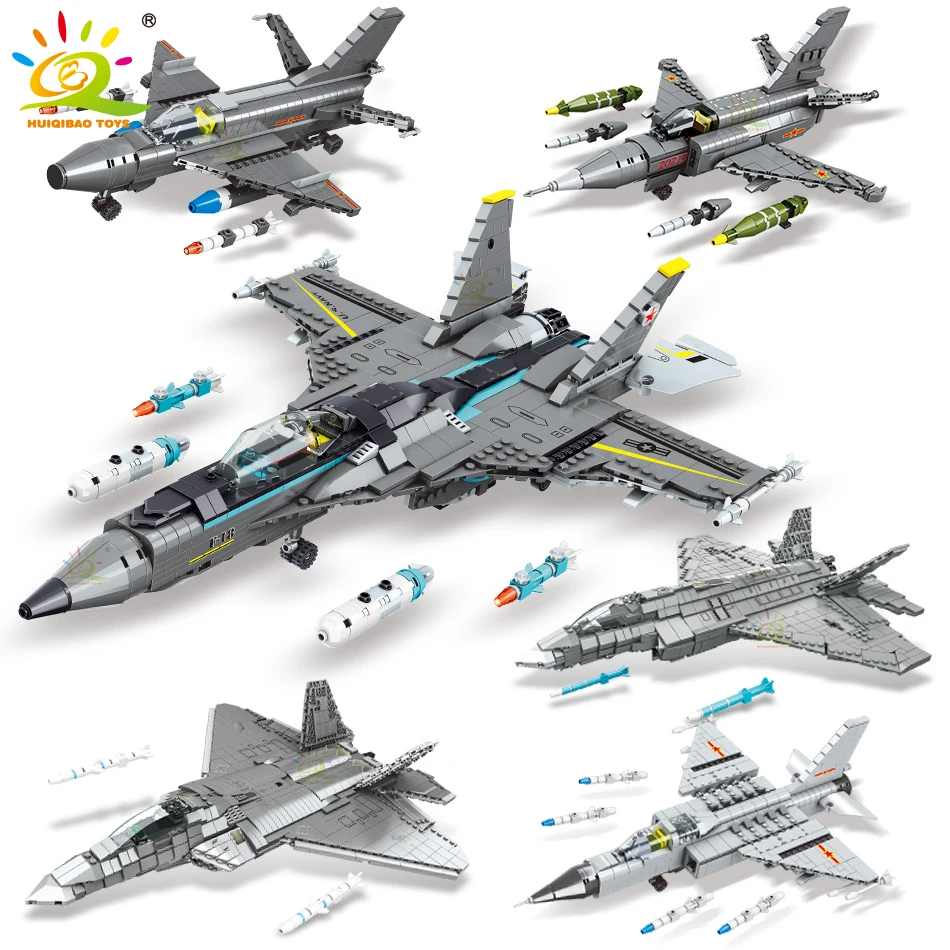 

HUIQIBAO WW2 Fighter Combat Airplane Building Blocks Plane Model Military Army Bricks City Constrution Children Toys For Boy