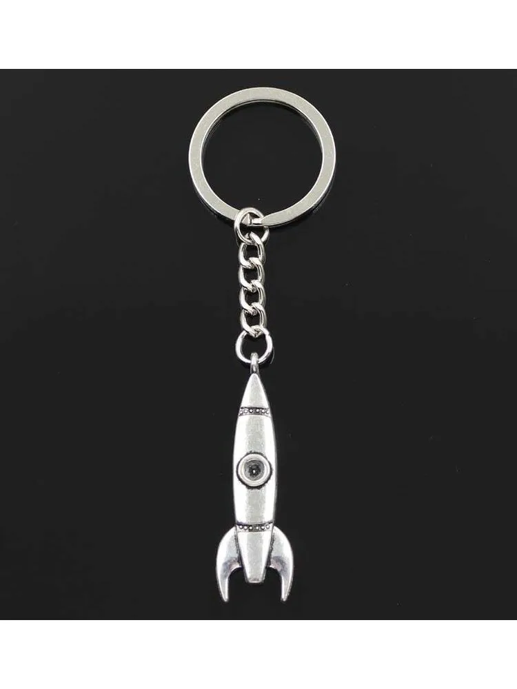 Moda rakieta rakietowa 50x15mm wisiorek 30mm brelok do kluczy brąz kolor srebrny mężczyźni prezent samochodowy pamiątki brelok Dropshipping — zdjęcie 2