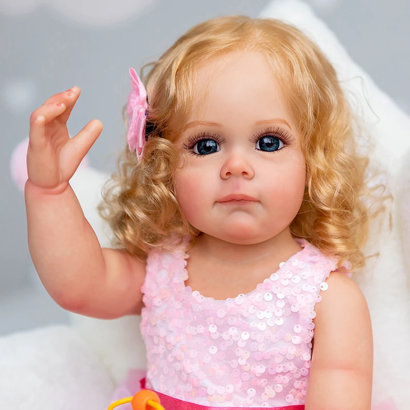 

55CM Reborn Dolls Maggi Rooted Blond Hair Full Body Silicone Hand-detailed Painted Baby Reborn Toddler Girl Princess Can Be Bath