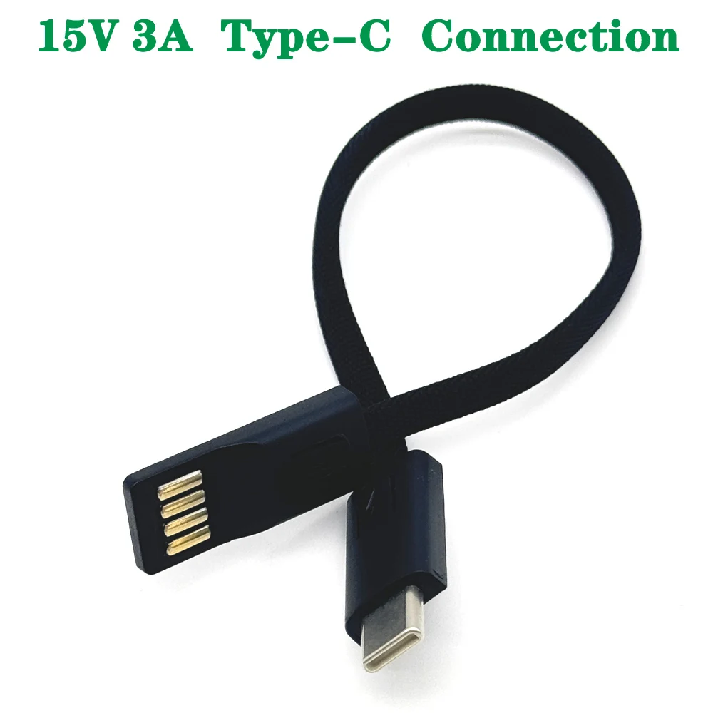 15V USB Type C to Type-C Cable Mini Keychain Portable 3A Fast Charging USB Short Data Cable Cord For MacBook Samsung Xiaomi