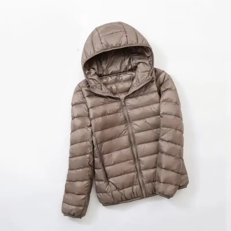 Women Autumn Jacket Fashion Short Ultra Lightweight Packable Puffer Coats Hooded Female Down Warm Korean Slim Fit Parkas