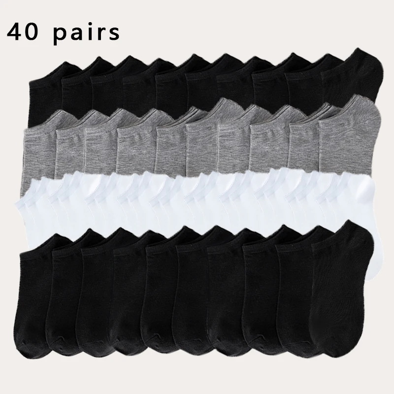 40 Pairs Men\'s Comfortable and Versatile Solid Socks Simple Ankle Socks Business Socks Lightweight Breathable Suitable for All O