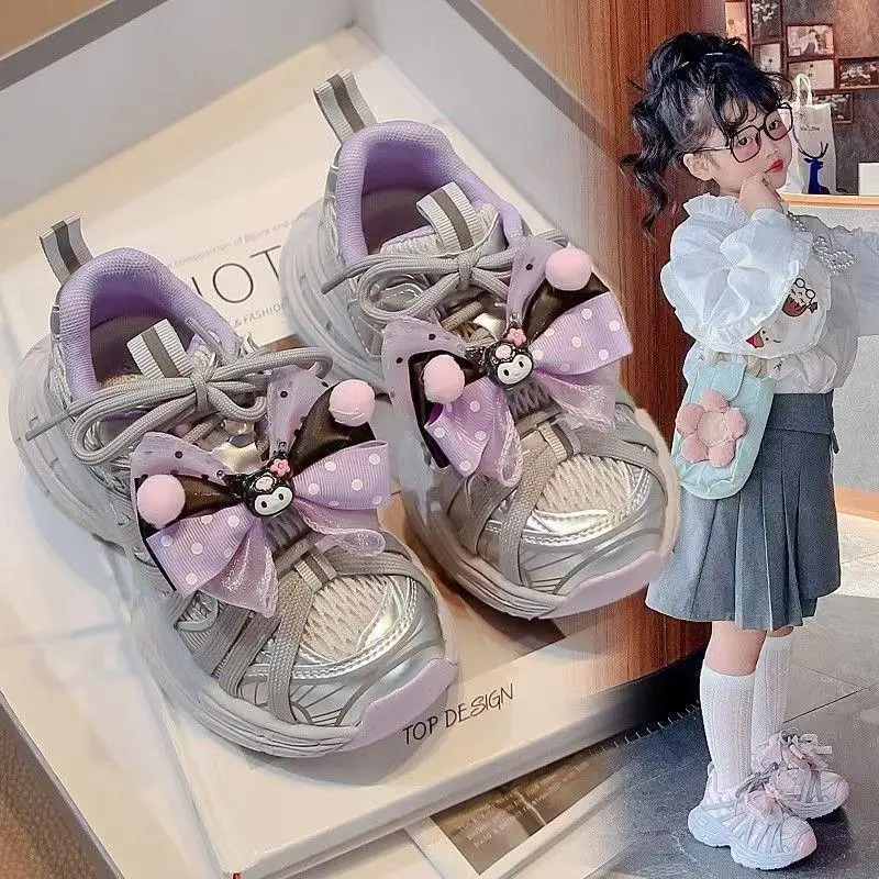 

Детские кроссовки Sanrio Kuromi Kawaii, спортивная обувь для девочек, дышащие нескользящие детские школьные кроссовки для мальчиков, универсальный подарок