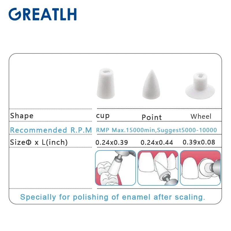 أداة تلميع الأسنان المركبة من السيليكون مكونة من ثلاث نقاط/كوب/عجلة تلميع مواد طب الأسنان