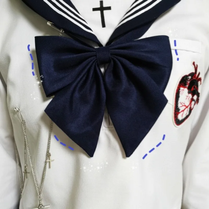 Japanese JK Uniform Oversized Bow Solid Color Bevel School Uniform Giant Feather Sailor Suit Shirt Bow Tie Accessories For Girl