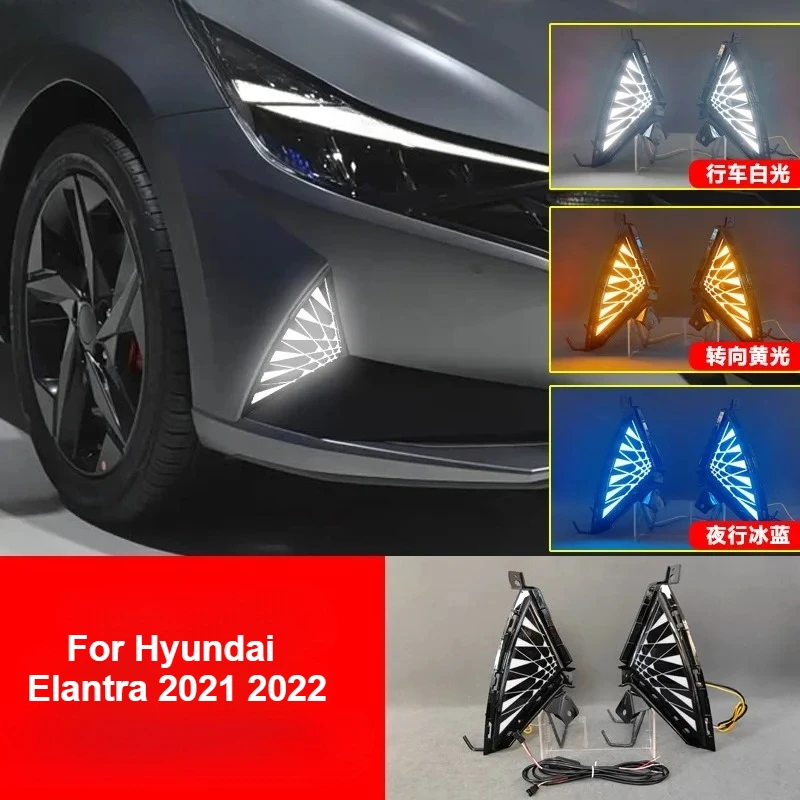 

Led Daytime Running Light Front Fog Light DRL Flowing Turn Signal Lamp For Hyundai Elantra 2021 2022 Modification Accessories