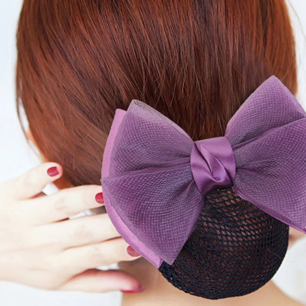 

Bow Hairnet Clip Profession Hairpin Wrap Ballerina Decorative Nets Women Bowknot with