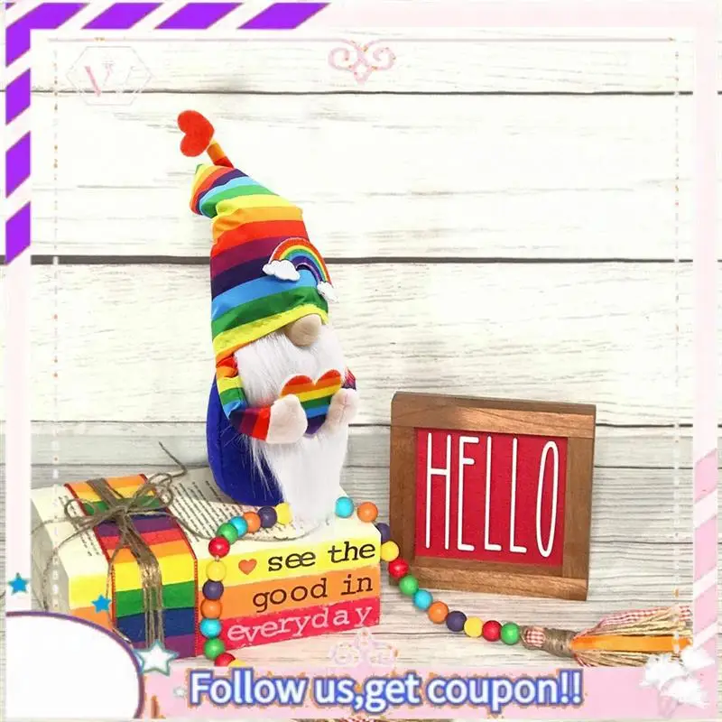 Y74A-Pride Month Gnomes Rainbow Scandinavian Cute Halloween Decor LGBTQ Cheer Up Gift