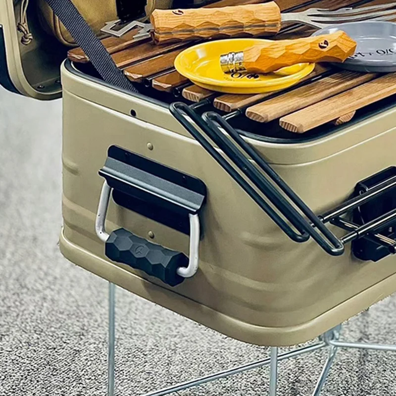 Camping Foldable Metal Stand Stainless Steel Aluminum Alloy Box Stand Outdoor Storage Boxes Shelves for Outdoor Picnic-A57M