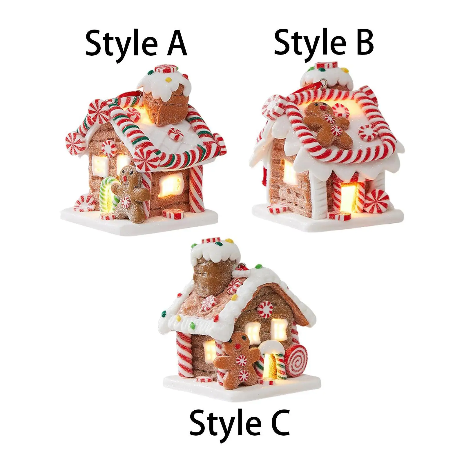 

Lighted Christmas House Figurine Pendant Creative for Home Wreath Restaurant