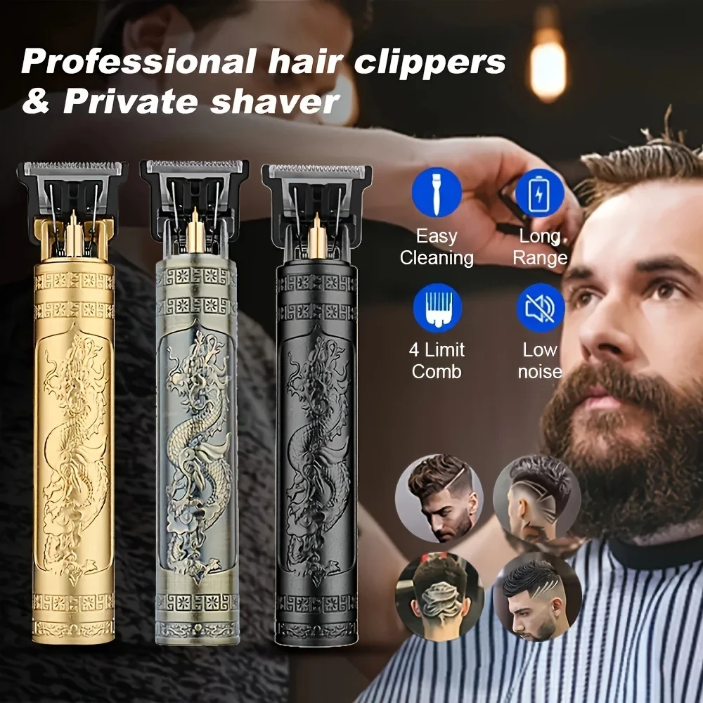 

T9 Electric Hair Clipper for Men Professional Barber Shaver Beard Trimmer with Dragon Buddha Design Body Hair Cutting Machine