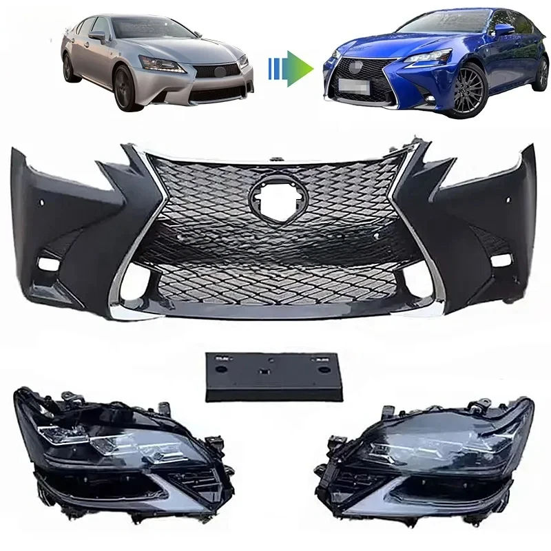 

Gs250 Gs300 Gs350 Gs400 Gs450 2012-2015 To 2018 With 3 Eye Headlight Facelift Bodykit Front Bumper Grille Set