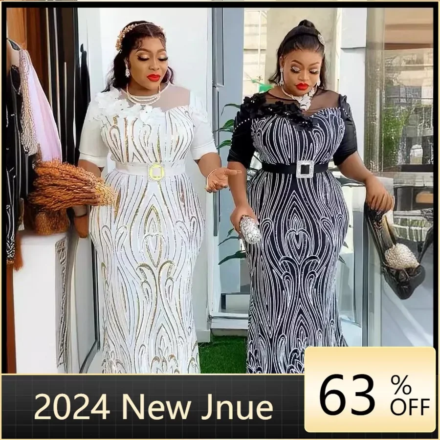 

Plus Size African Party Dresses for Women Dashiki Ankara Sequin Wedding Evening Gown Sexy Bodycon Maxi Long Dress Africa Clothes