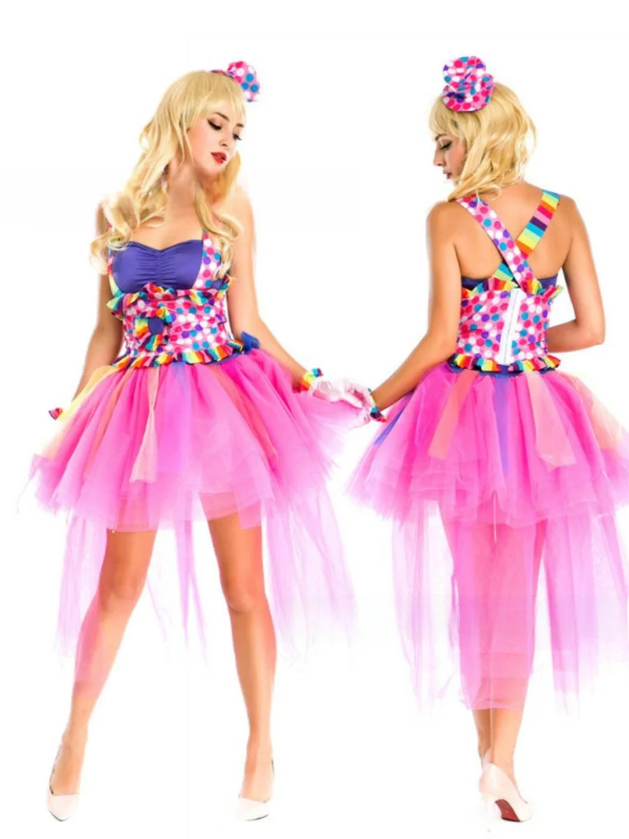 

Candy Colored Clown Costume loween Princ Outfit Puffy Skirt Circus Performance Cosplay Women's Traditional Ethnic Stage...