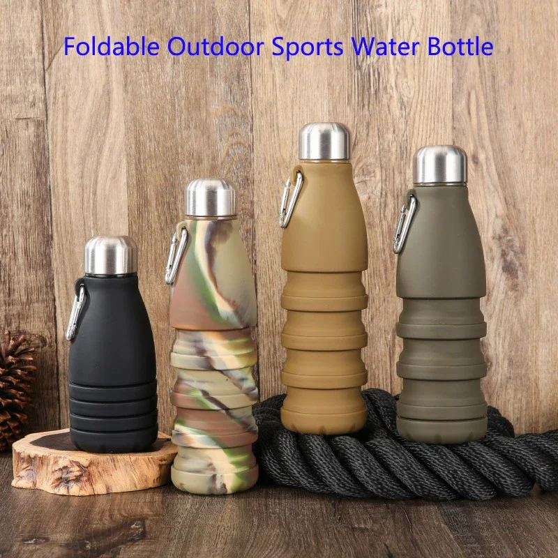 

New Foldable Outdoors Camping Hiking Sports Bottles Portable Cycling Water Bottle Food Grade Silicone Water Cup No BPA and DEHP