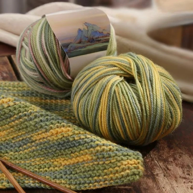 100% Section-dyed Pure Wool, Fancy Medium-thick Alpaca Yarn Ball, 50g Hand-crocheted Flower Fairy Sweater Knitting Scarf Yarn
