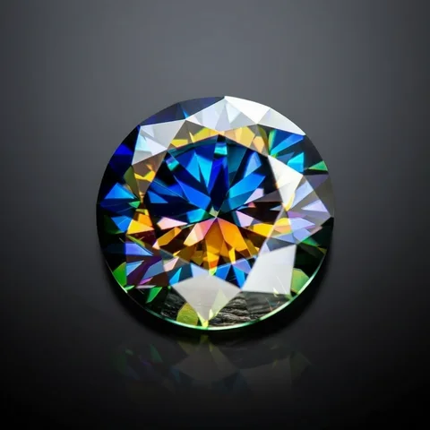 Moissanite Stone Round Cut Rainbow Purple Color DIY Charms Jewelry Making Ring Necklace Earrings Main Materials Certificate