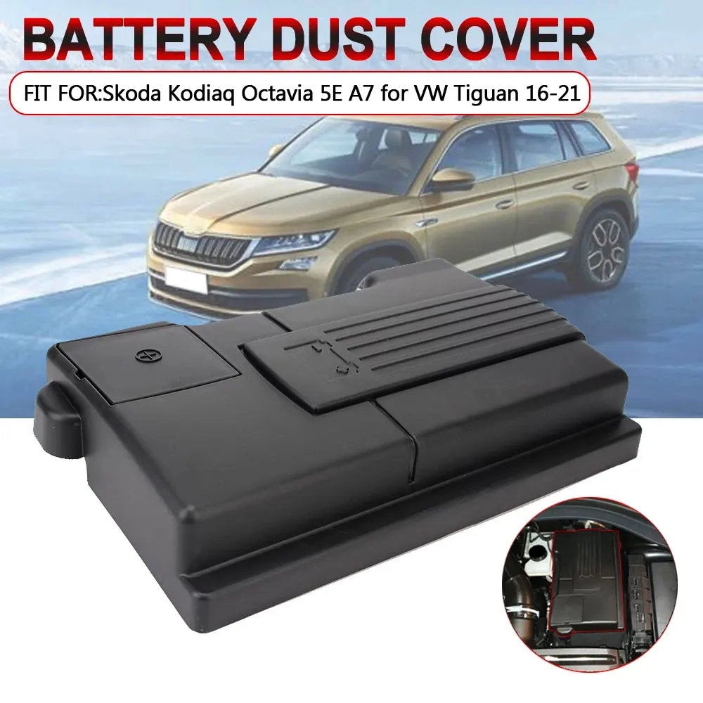 

1Pc Car Engine Battery Dust Cover Electrode Waterproof Protective Cover for Skoda Kodiaq Octavia 5E A7 for VW Tiguan 2016-2021