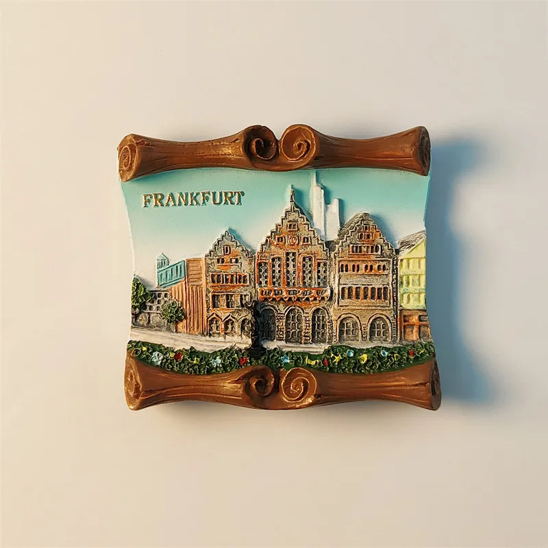Frankfurt Roman Forum Tourist Souvenir Three-dimensional Painted Scroll Decoration Magnetic Fridge Magnet Resin Material