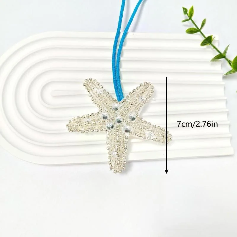 3D Starfish and Shells Rhinestones Patch Beading Pendant DIY Decor for Keychain Bag