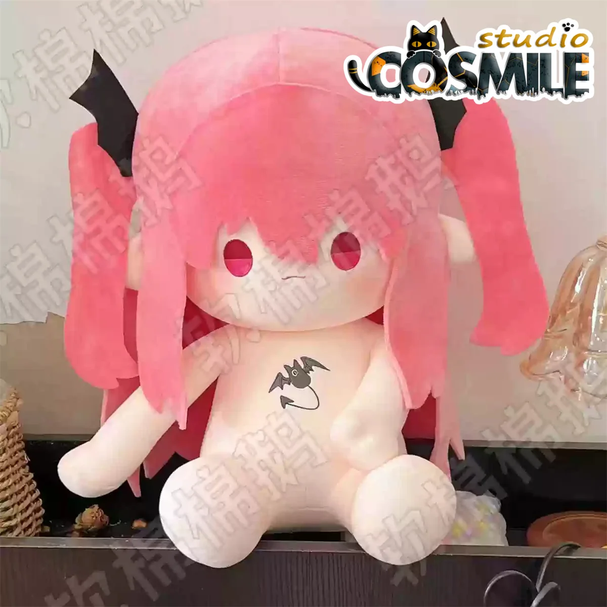 Pink Hair Vampire Bunches Stuffed Plushie 40cm Plush Sitting Seated Doll Body PDD