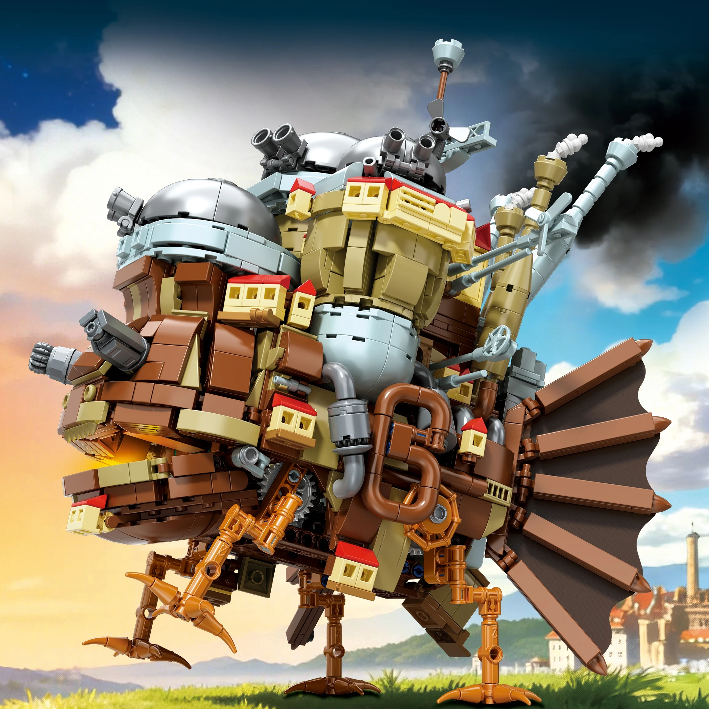 

1513pcs, Moving Castle Building Block Set, Desktop Building Block Model Ornament, Suitable for Gifts and Collections