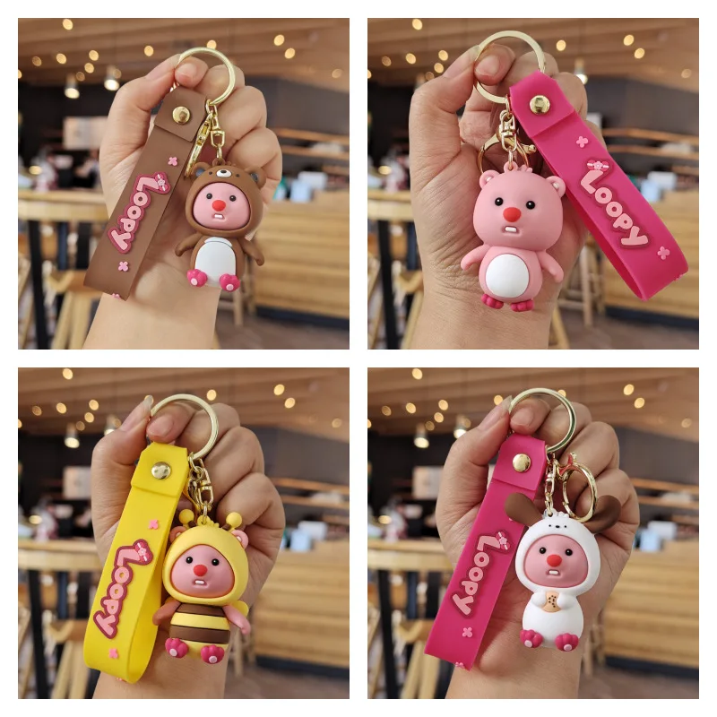 Cute Ruby Keychain Pendant Internet Red Little Beaver Doll Pendant Couple Small Gift Cartoon Car Key Chain