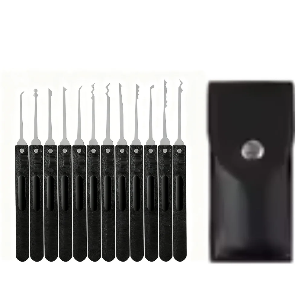 12-Piece All-Inclusive Padlock Locksmith Tool Set, Featuring Sturdy Handles for Easy Grip, Perfect Beginner Training Kit for Lea