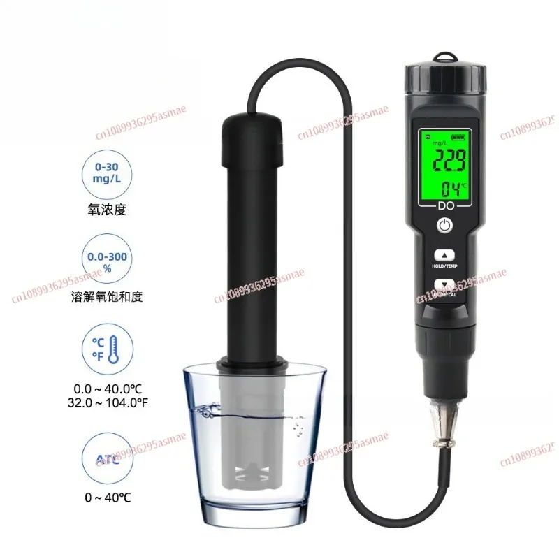 0.0-30mg/L Portable Dissolved Oxygen Analyzer, Digital DO Meter Water Quality Testing Tool for Aquaculture & Fish Pond