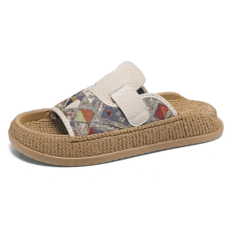

Summer Men's Wide Strap Casual Slippers Outdoor Sports Non Slip Beach Sandals