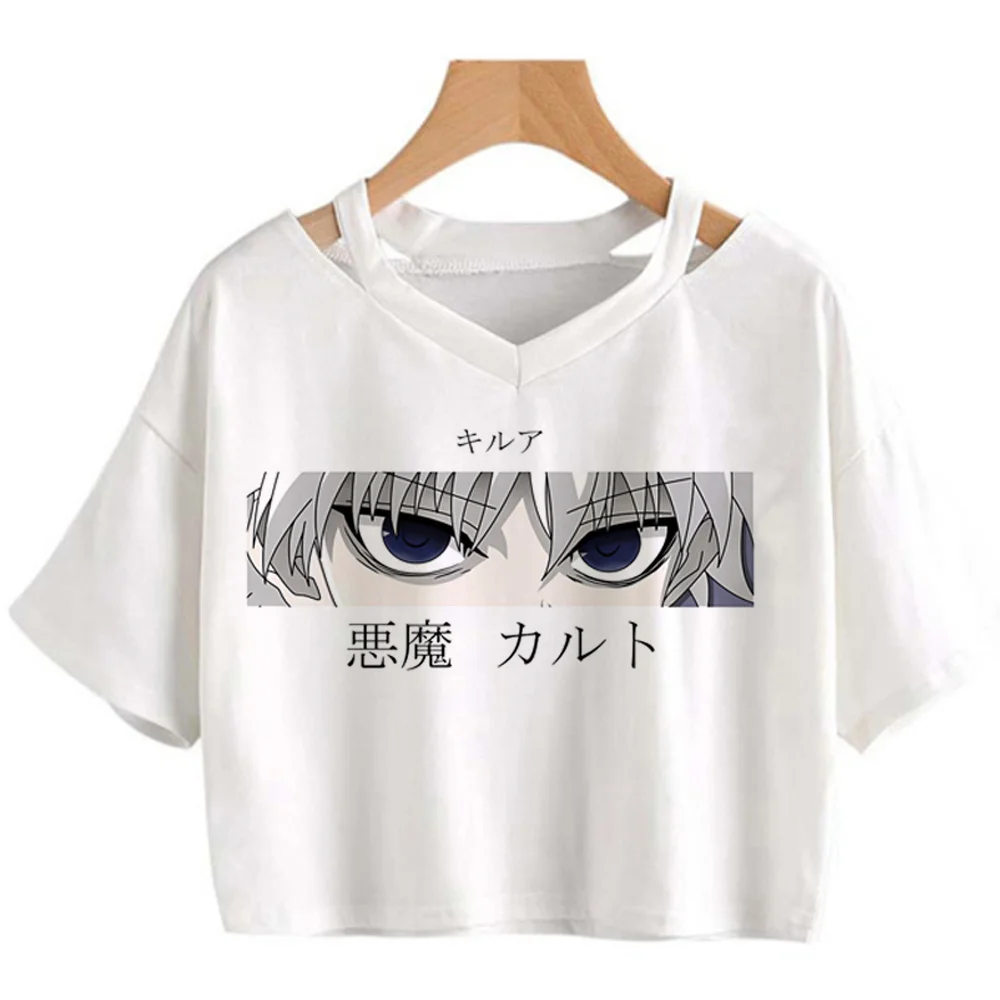 Killua Hunter x Hunter Hisoka crop top female graphic kawaii japanese emo vintage top tees y2k kawaii goth streetwear summer